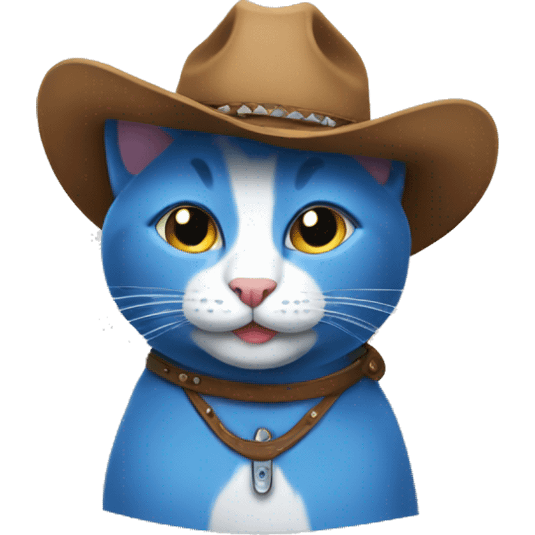 Blue cat in cowboy hat emoji