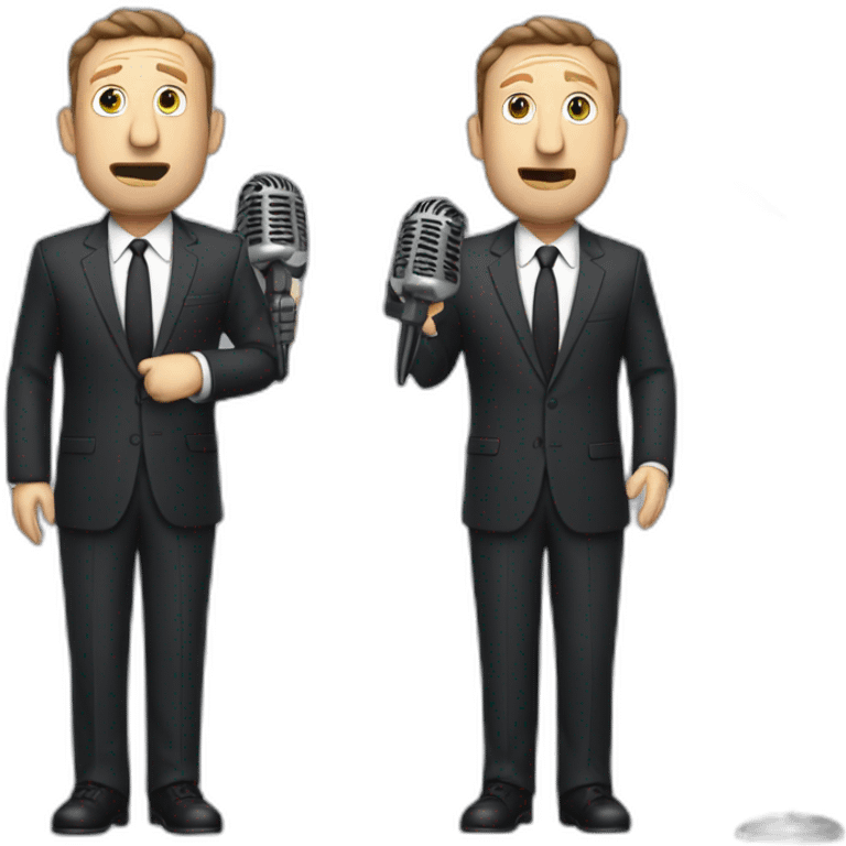 tim robinson in suit singing into microphone stand (full body, ios17, sad) emoji