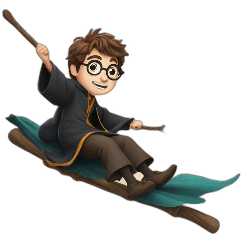 Harry Potter on his broom emoji