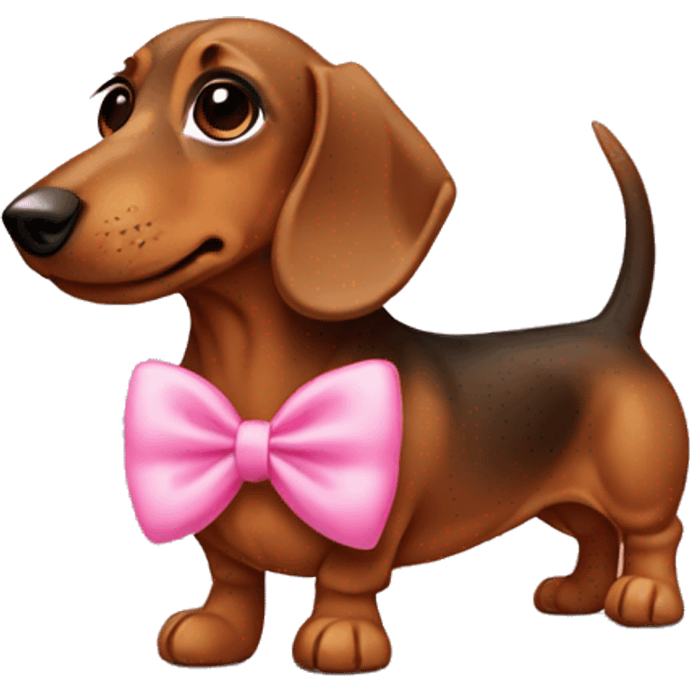 Daschund brown pink bow emoji