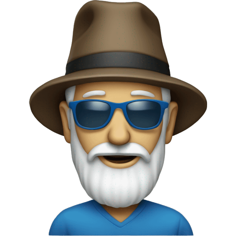 Old man, long beard, hap blue, sunglasses emoji