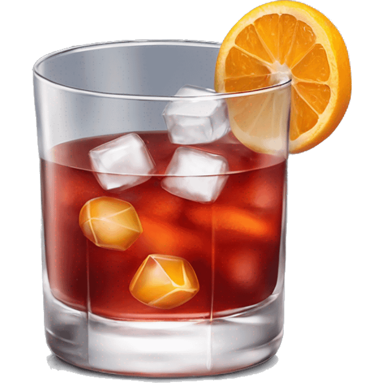 Negroni cocktail in a tumbler Glas with a clear ice cube  emoji