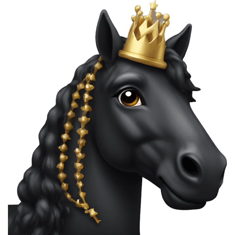 A black unicorn with a gold crown on top emoji