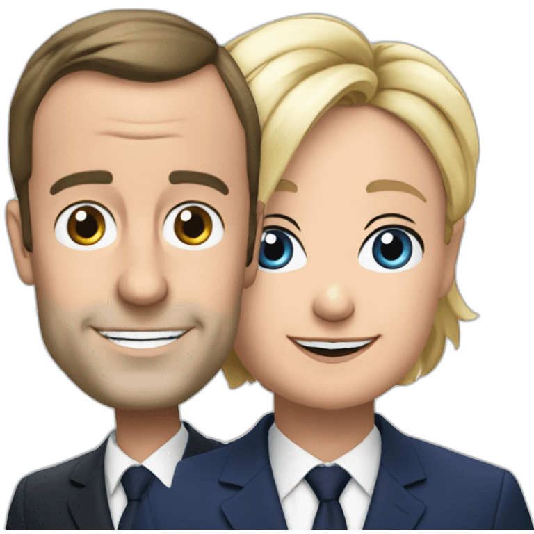 Macron et marin le pen se font un câlin emoji