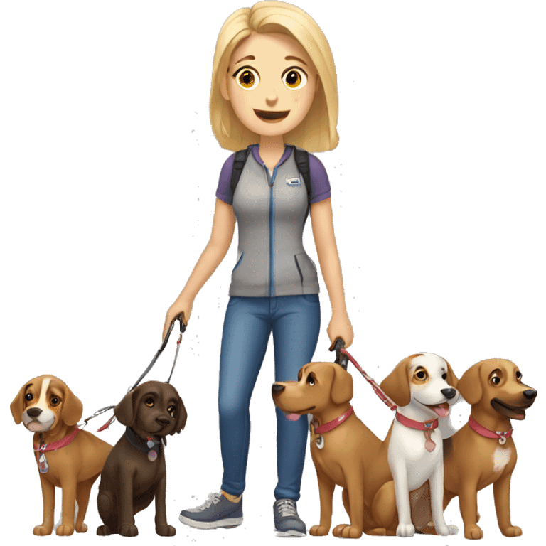 Dog walker with 6 dogs emoji