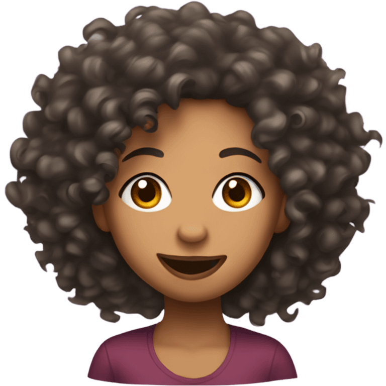 Mixed girl with curly hair sticking tongue out to the side emoji