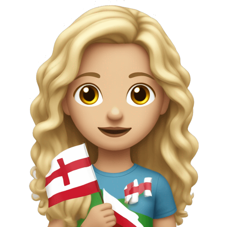 Mädchen mit naturblonden Haaren und einer Dänemark Flagge in der Hand  emoji