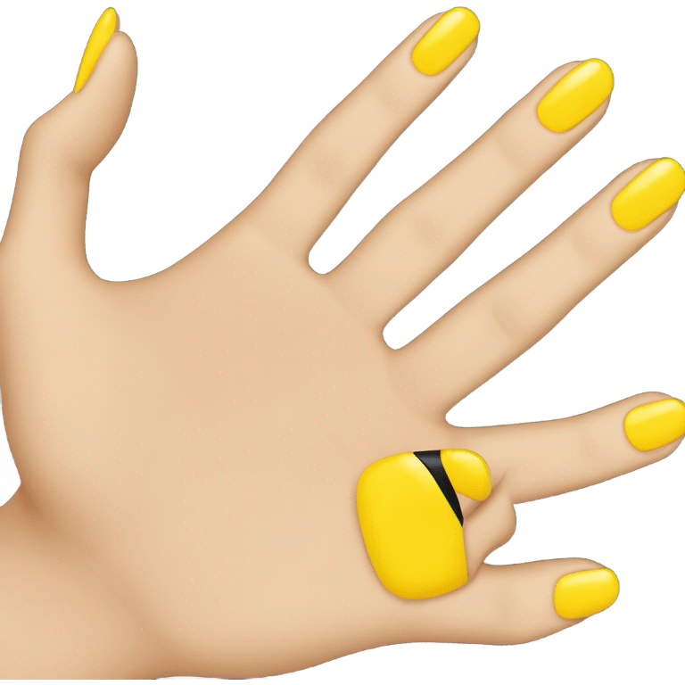 Hand with nails painted yellow but middle nail painted black  emoji