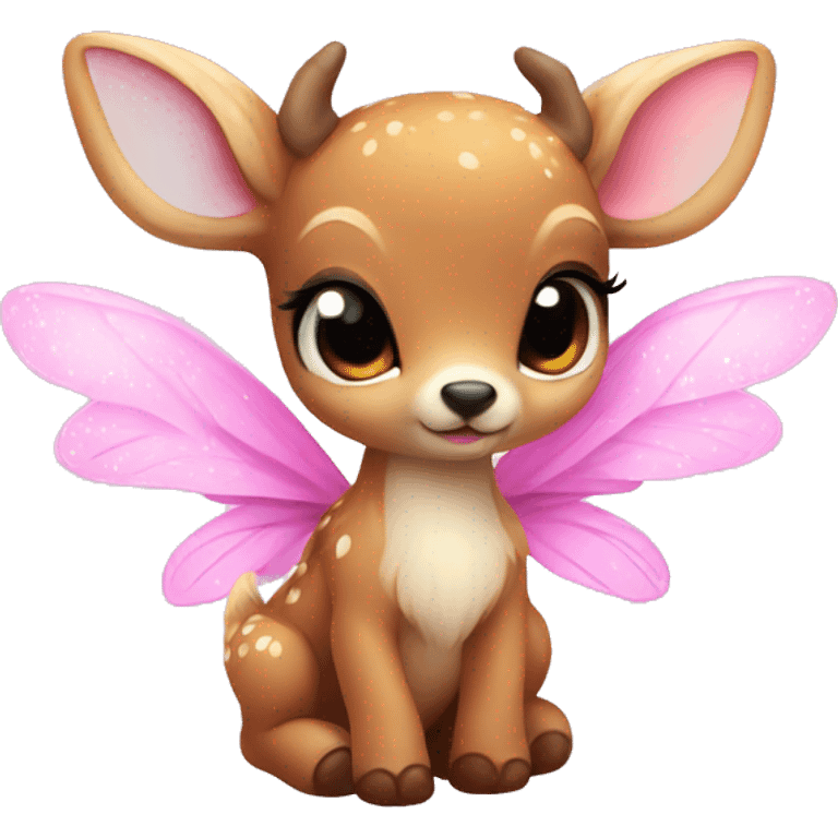 baby deer with fairy wings and a pink bow around its neck  emoji