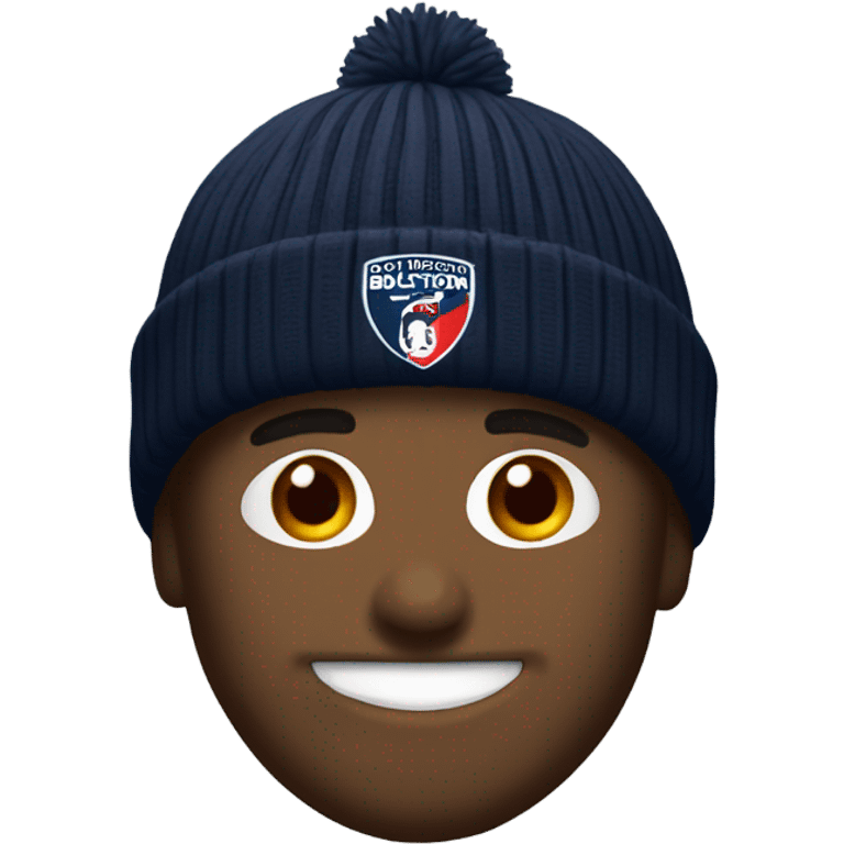 Man wearing a Bolton Wanderers beanie emoji