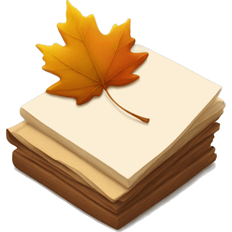 brown stack of letters and autumn leaf emoji