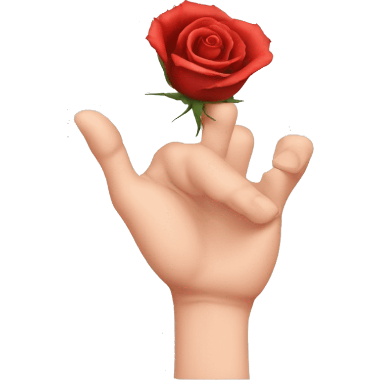 An image of a hand with a large rose thorn stuck in the skin, causing a slight distortion around the wound emoji