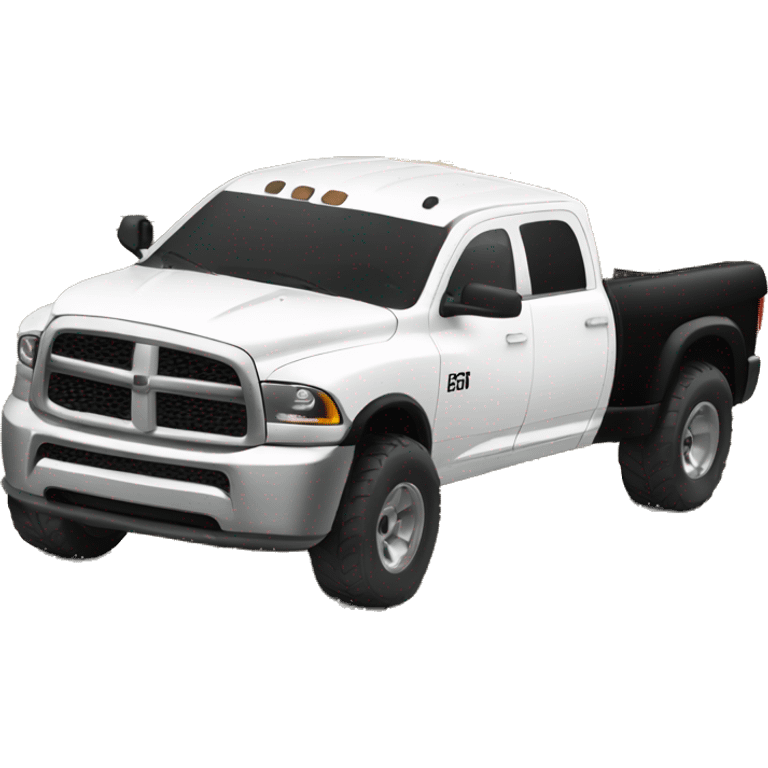 White lifted dodge truck with a black ranch hand bumper on front emoji