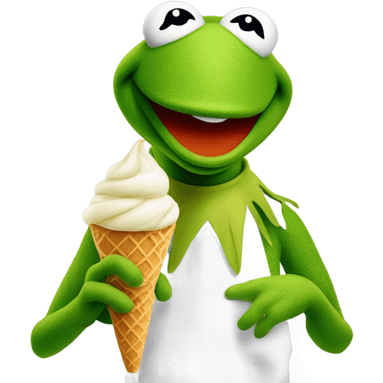 Kermit the frog eat ice cream emoji