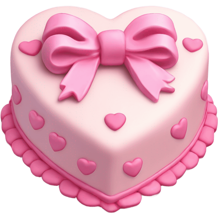 Pastel pink heart shaped cake with fancy icing and bows emoji