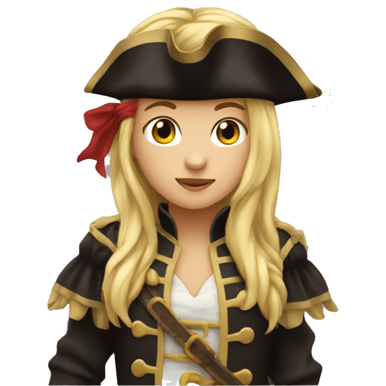 Female pirate long blond hair bangs dark brown eyes  emoji