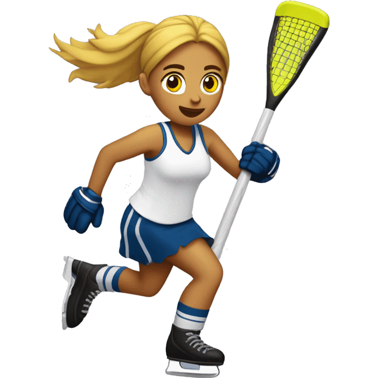 chica corriendo con el palo de hockey y la bocha en las leonas emoji