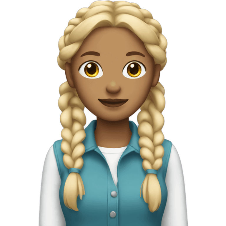 woman with blonde hair in 2 braids emoji