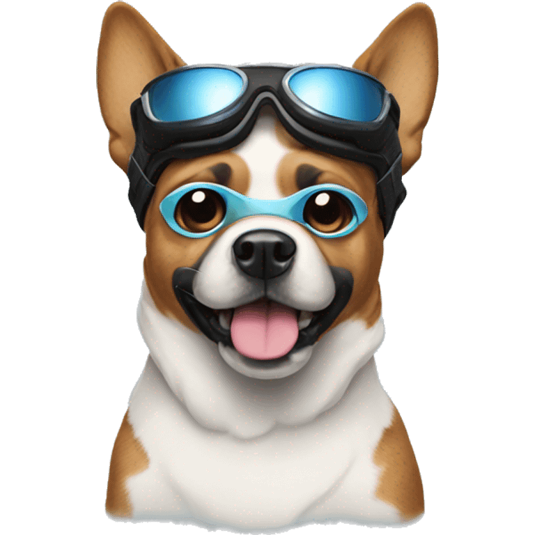 Dog wearing ski goggles emoji