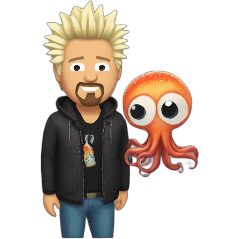 guy fieri with a squid's head emoji