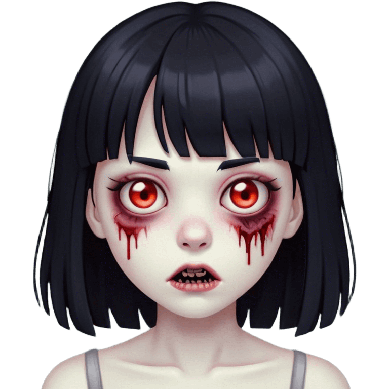 emoji zombie girl with black hair with bangs emoji