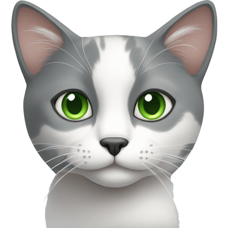 gray and white cat with green eyes  emoji