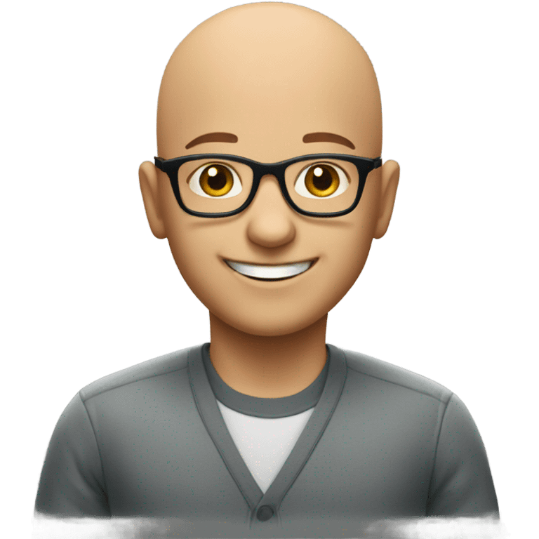 bald boy in glasses with a smile emoji