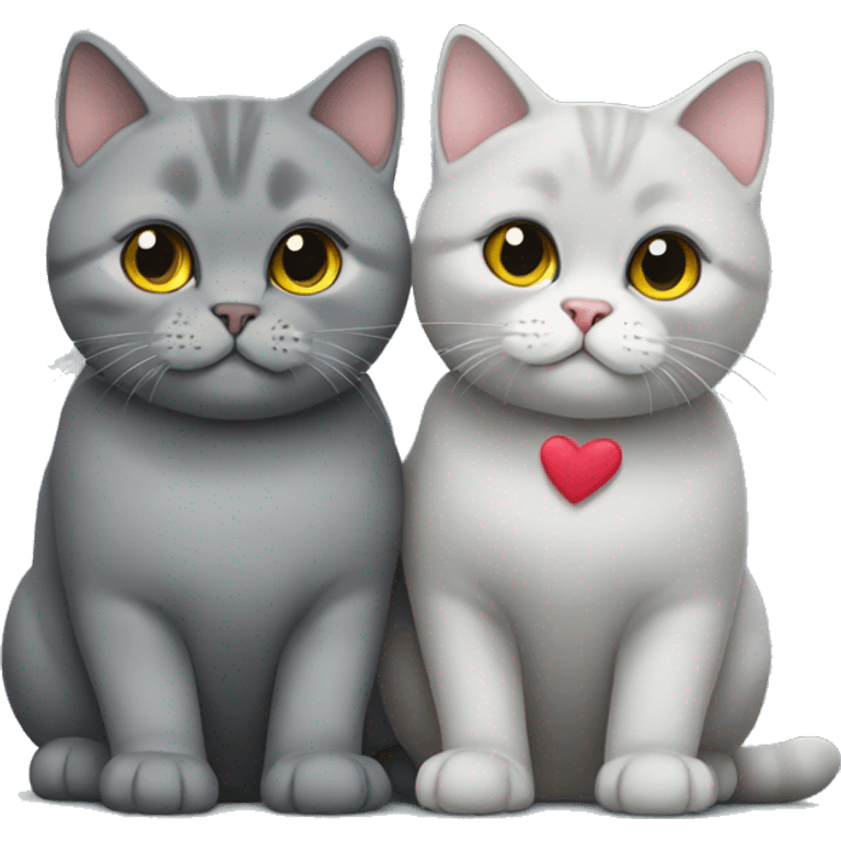 Two Grey british shorthair cats in love emoji