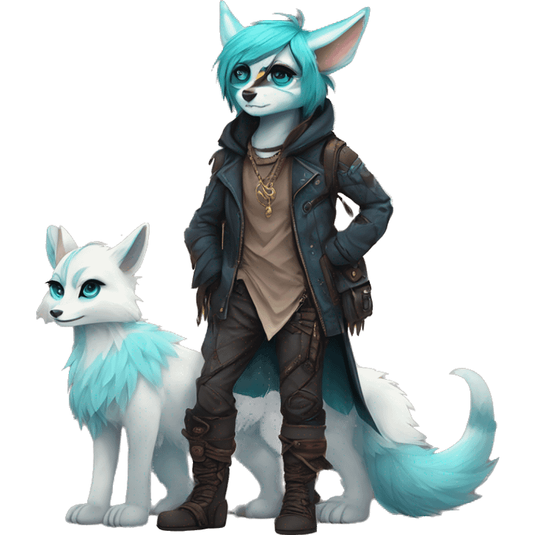 Cool cute Kawaii edgy fantasy animal  fursona Fionbri by griffsnuff & LiLaiRa & Falvie full body emoji