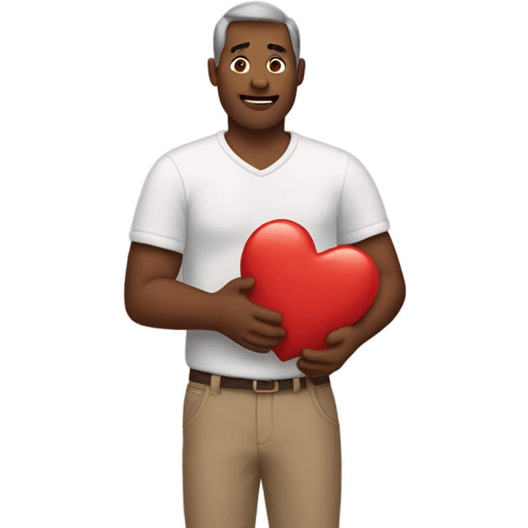 Father holds his  big heart in his arm emoji