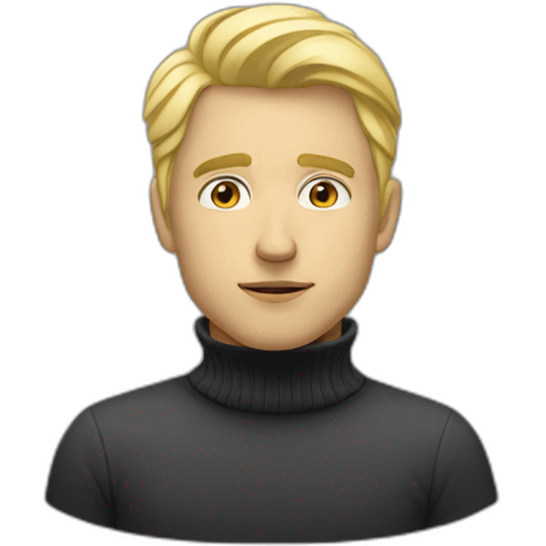 thoughtful blonde guy in a turtleneck emoji