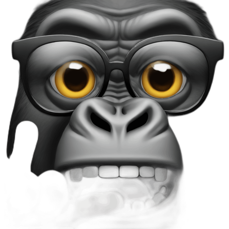 Gorilla punching a human with glasses emoji