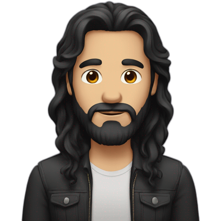 man with long black hair and a beard emoji