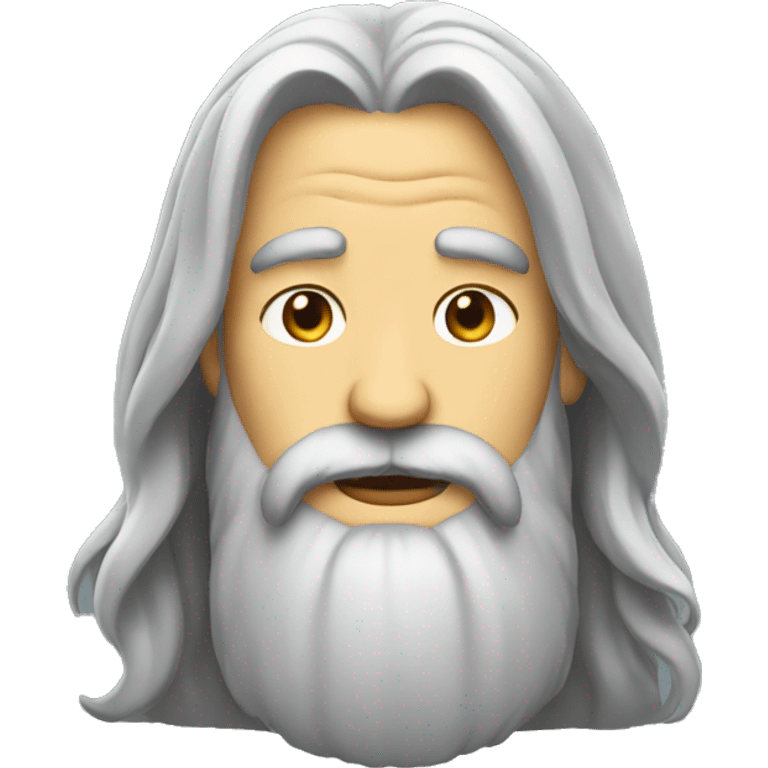 Long gray hair and long beard emoji