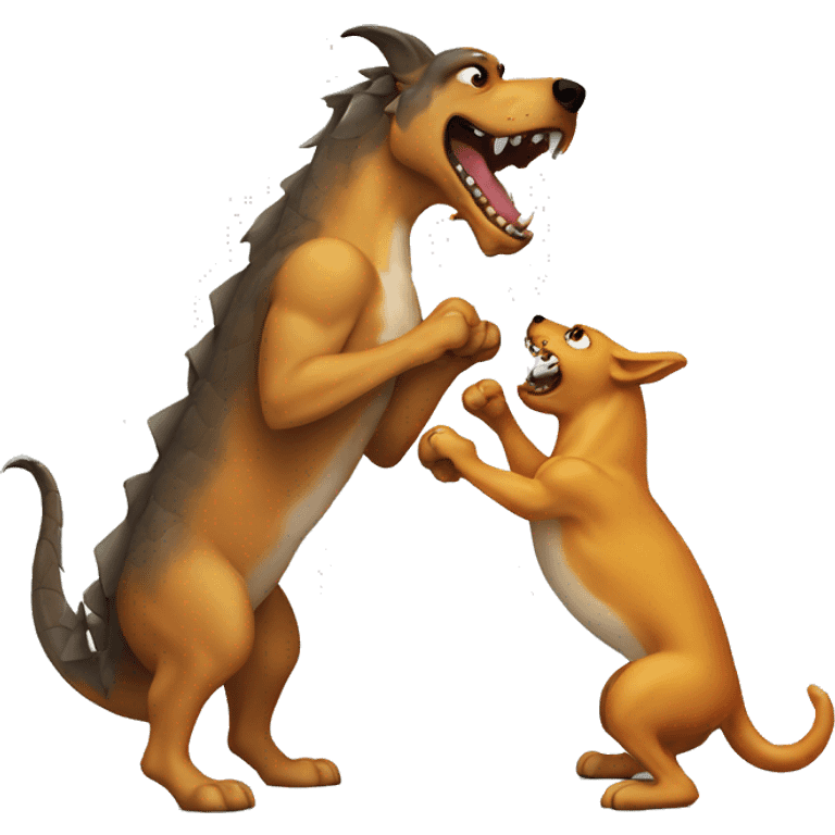 A dog fighting a dragon emoji