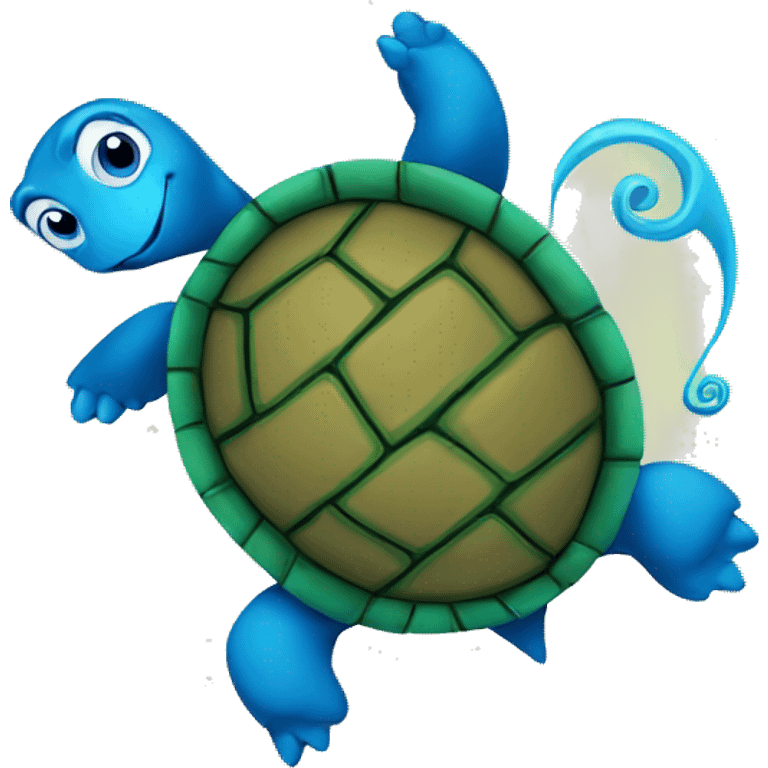 A turtle with a blue spiral behind him emoji