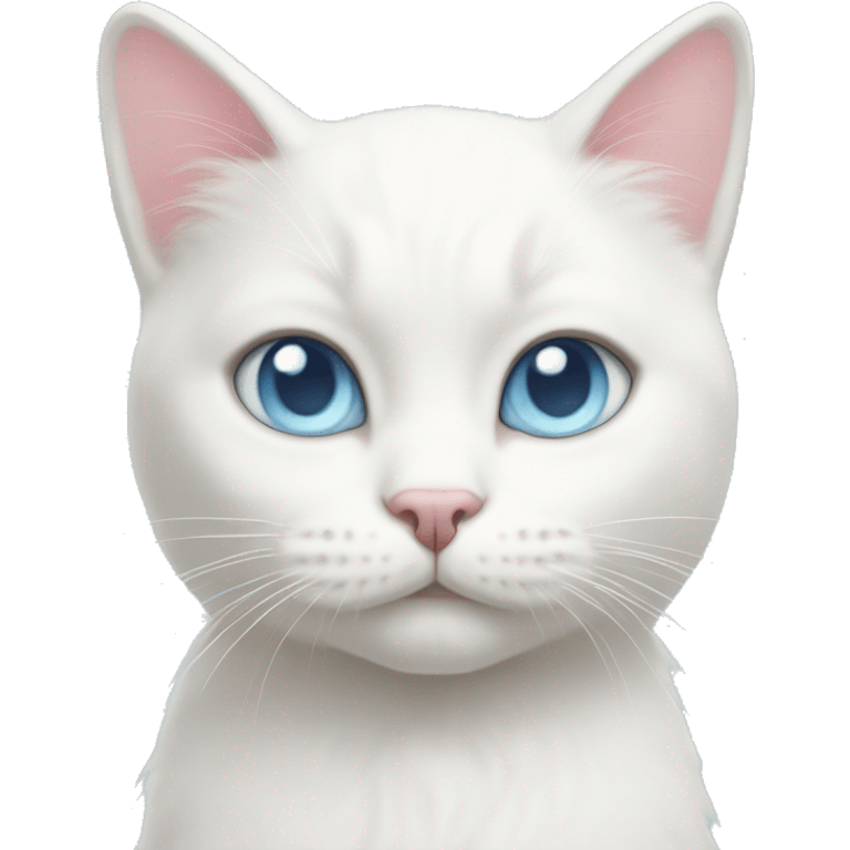 White cat light pink bow light blue eyes  emoji