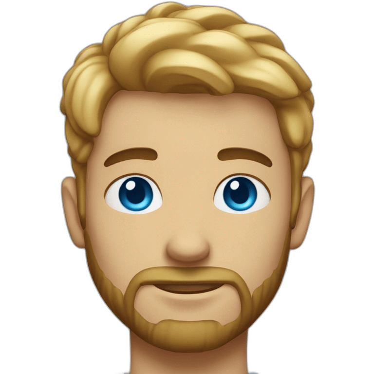 A young Man blue eyes, a short beard, with a cloud in front of his face emoji