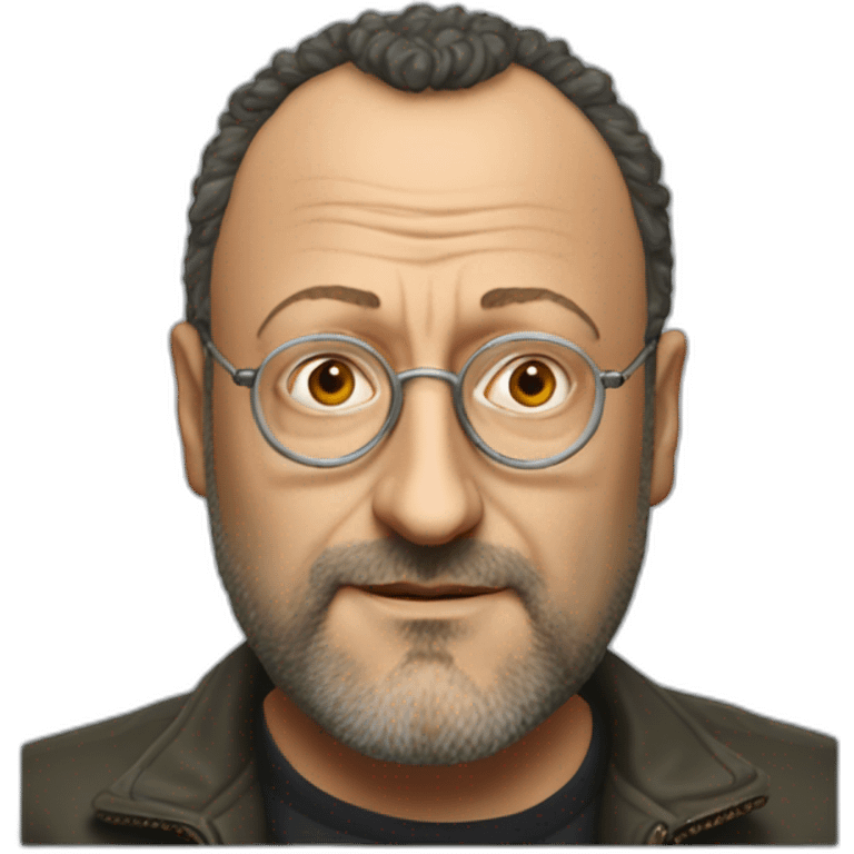 Jean reno avec des cheveux frisés et sans lunette emoji