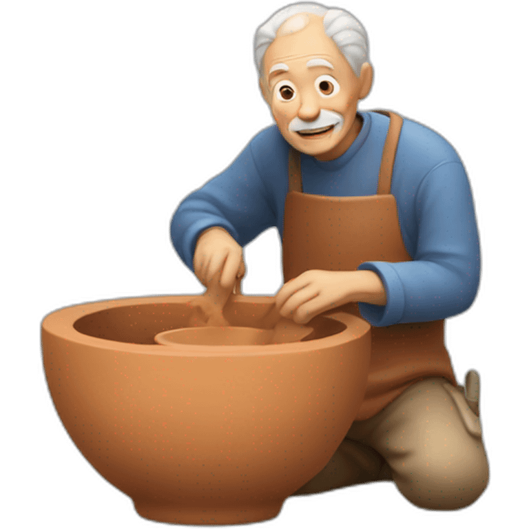 old man makeing a bowl from clay emoji