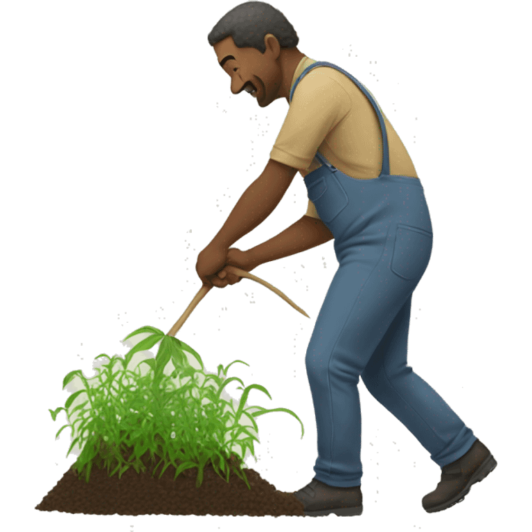 Man pulling weeds emoji