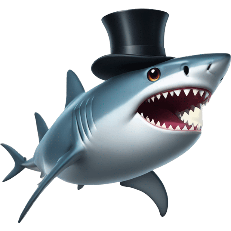 Shark with a top hat emoji