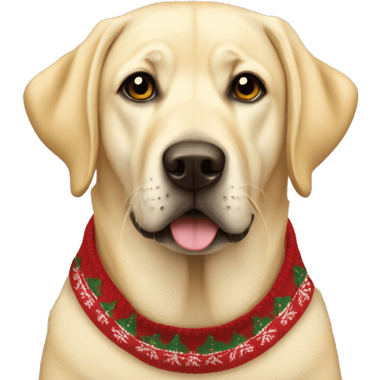 Yellow lab in a Christmas sweater emoji