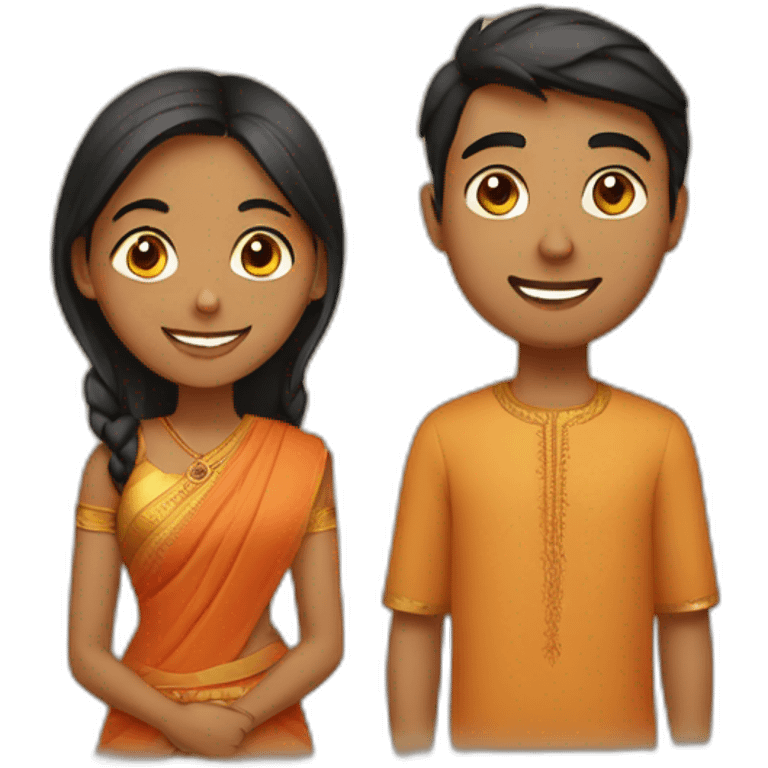 a young Indian couple who are thankful emoji