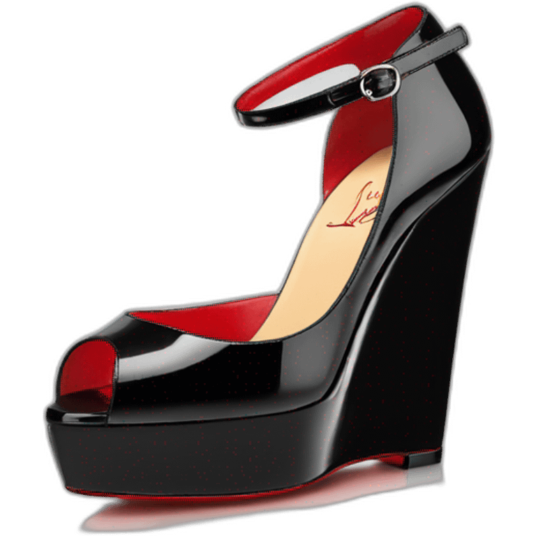 One WEDGE heel LOUBOUTIN black leather PATENT emoji