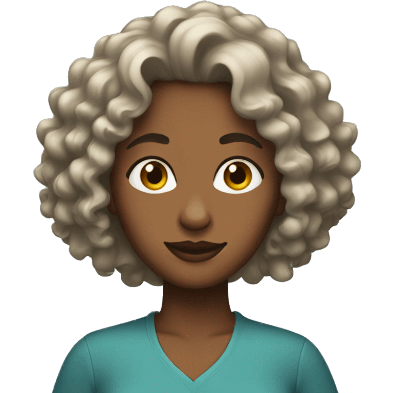 Woman with medium curly hair emoji