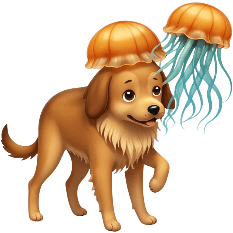 A dog getting stung by a jellyfish emoji