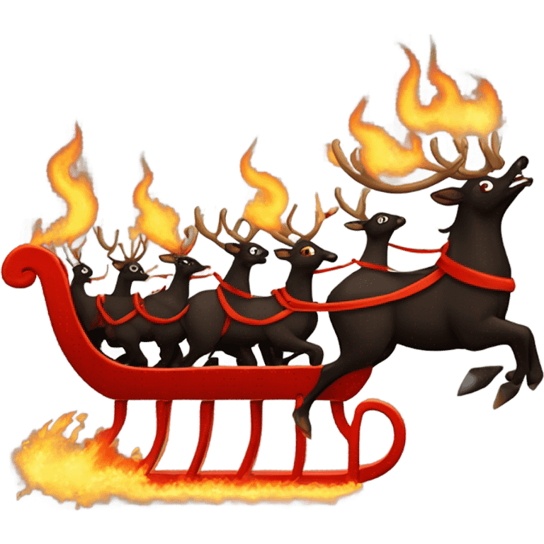 Satan’s sleigh pulled by 8 fiery reindeer  emoji