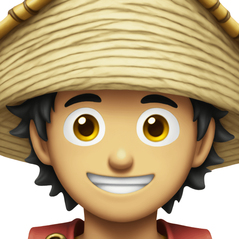 Stewhat luffy, a young pirate wearing a straw hat with a scar beneath his left eye emoji