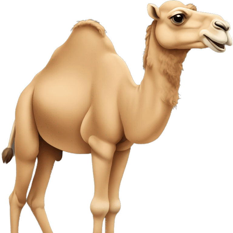 Camel make it cartoon and Let him look at the screen and show two handed emoji